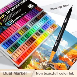 12-168 Colors Dual Brush Pens Art Markers, Fineline/Brush Tip  for Adult /children Coloring Lettering Painting ,christmas gifts