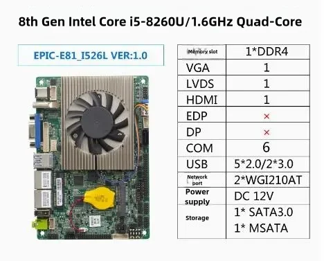 

i5-8260U 8-й бренд процессора 3,5 Размер IPC Встроенная материнская плата SBC 3,5-дюймовая промышленная материнская плата Встроенная 6 * COM 2 * LAN