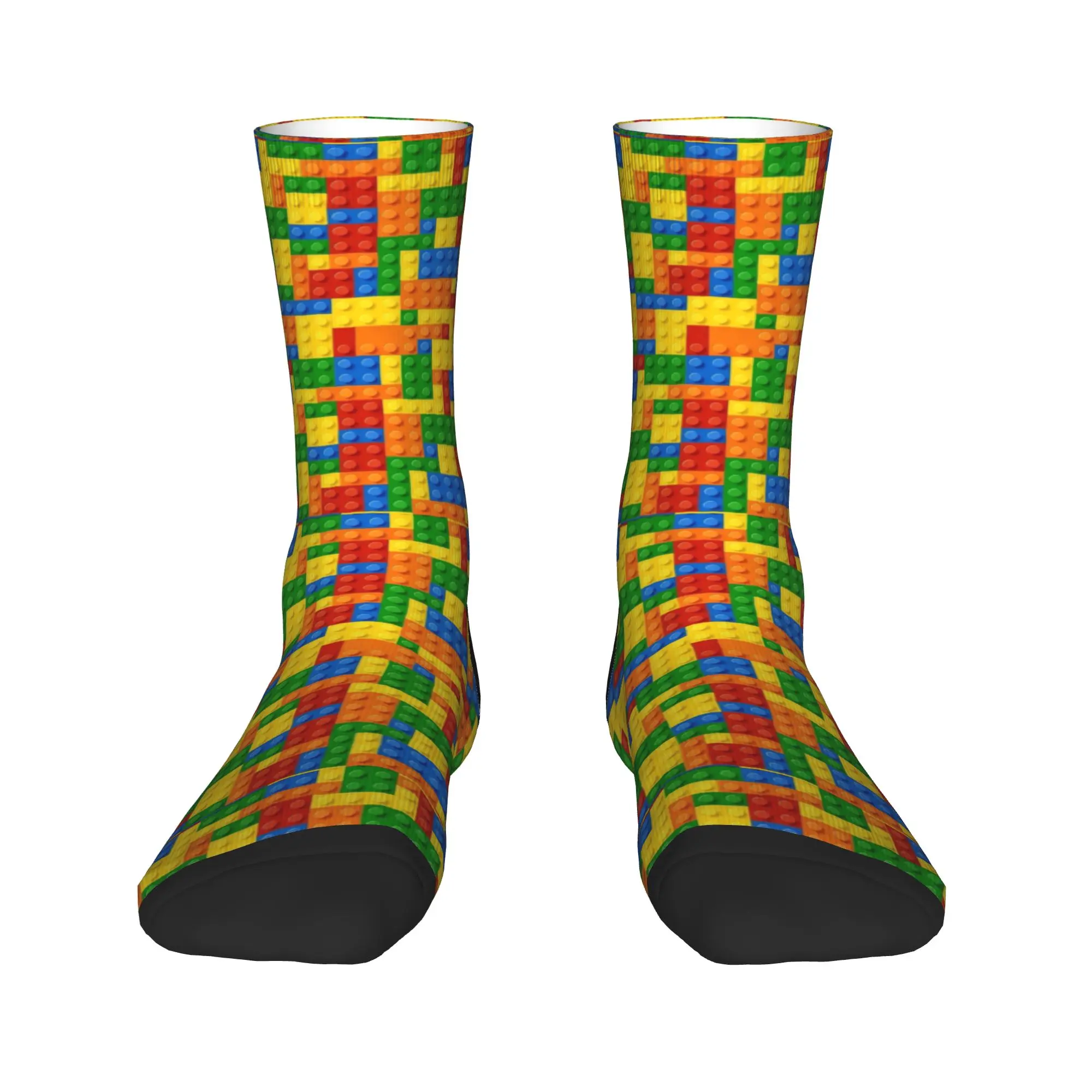 Classic Primary Color Building Blocks Stockings Men Socks High Quality Novelty Socks Spring Climbing Anti Slip Design Socks Gift