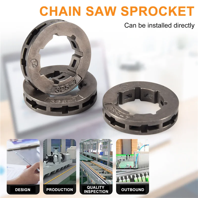 

ABUN-3Pcs Tool Parts Metal Chainsaw Spare Part Chain Saw Sprocket Rim Power Mate 325-7 For Chainsaw Replacement