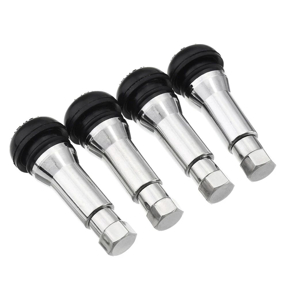 4/8Pcs TR414 Chrome Aluminium Tubeless Tyre Valve Stems Dust Caps Snap In Wheel Tire Valve Stems Rubber Dustproof Cover