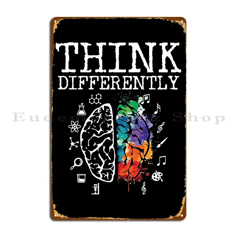 Think Differently Neurodiversity Asd Adhd Autism Metal Sign Cinema Wall Decor Vintage Print Plaques Tin Sign Poster