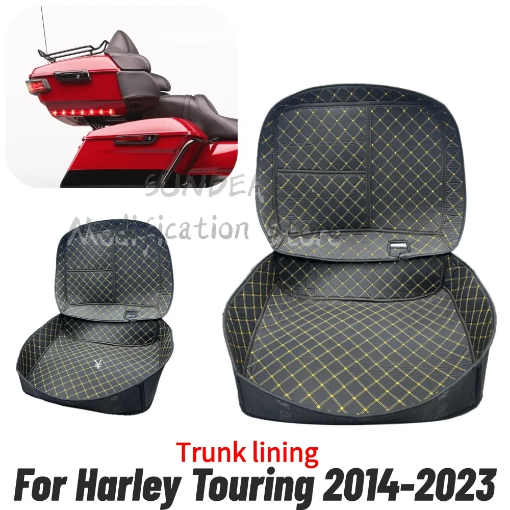 

For Harley Touring Road King Street Glide Limited FLH 14-Up Motorcycle Travel Pack Trunk Carpet Liner Inner Inserts Leather Bag