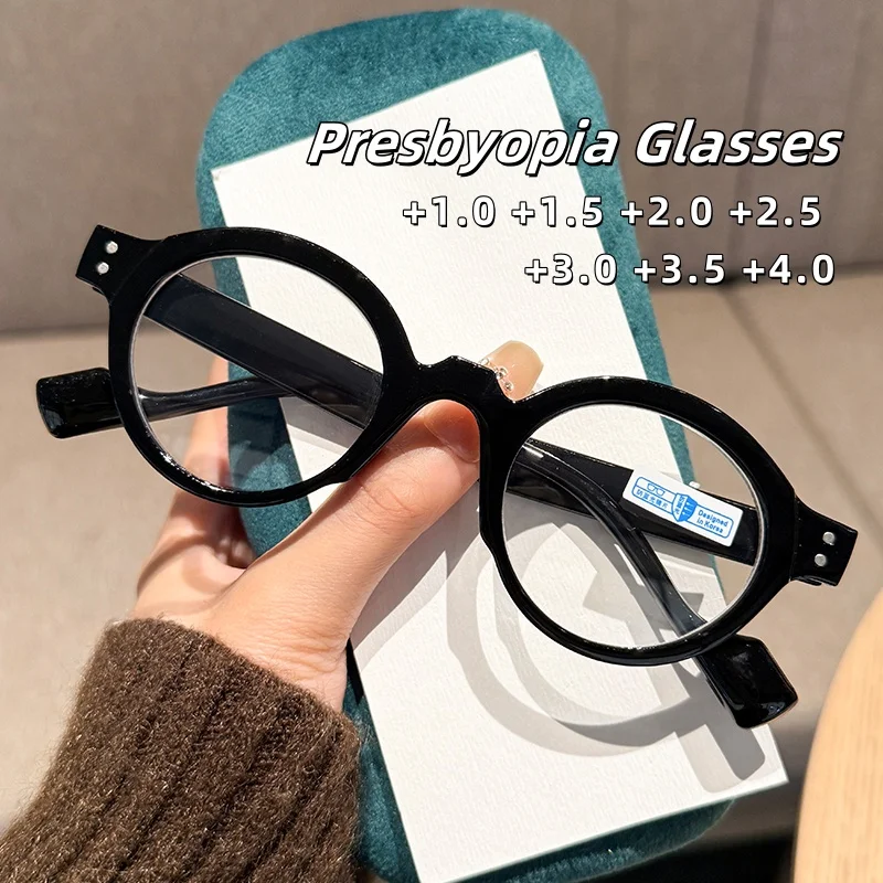 

Fashionable Round Frame Presbyopia Glasses Personalized Trendy Anti Blue Light High-quality Glasses Versatile for Men and Women