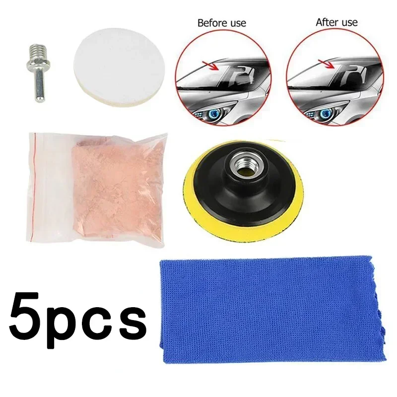 

5pcs/Set Polishing Pads Polishing Powder Kit Universal Car Windscreen Repair Windshield Scratch Remover Glass Polishing NEW NE