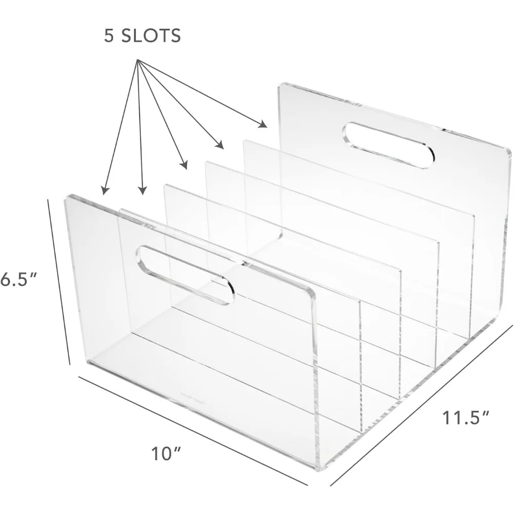 Clear Acrylic File Sorter 5 Slots Desktop Organizer for Office Home Closet Storage
