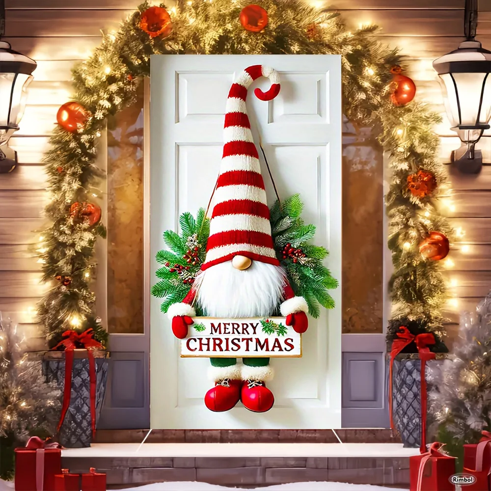 Christmas Door Cover Decoration Leprechaun Gnome Photography Background Indoor Outdoor Porch Banner Party Decoration Background