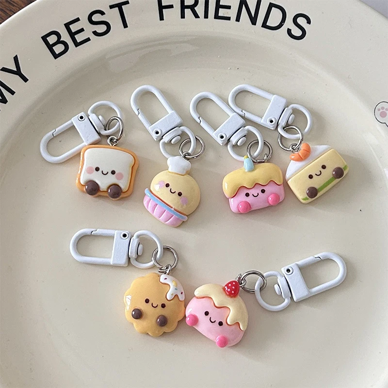 Cartoon Dessert Cookie Cake Toast Keyring Fashion Sweet Doll Pendant Lovely Animal Keychain Backpack Decoration Accessories