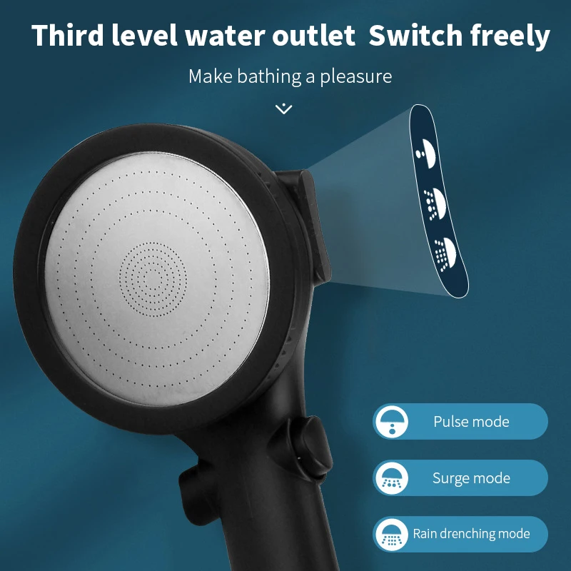 New Supercharged Shower Head With Filtered Handheld Three-Speed Shower Nozzle Bathroom Shower Accessory