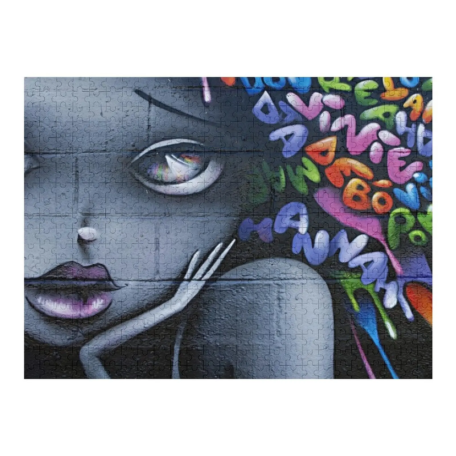

Urban Grafitti Street Art Pretty Girl Jigsaw Puzzle Custom Name Wood Diorama Accessories Puzzle