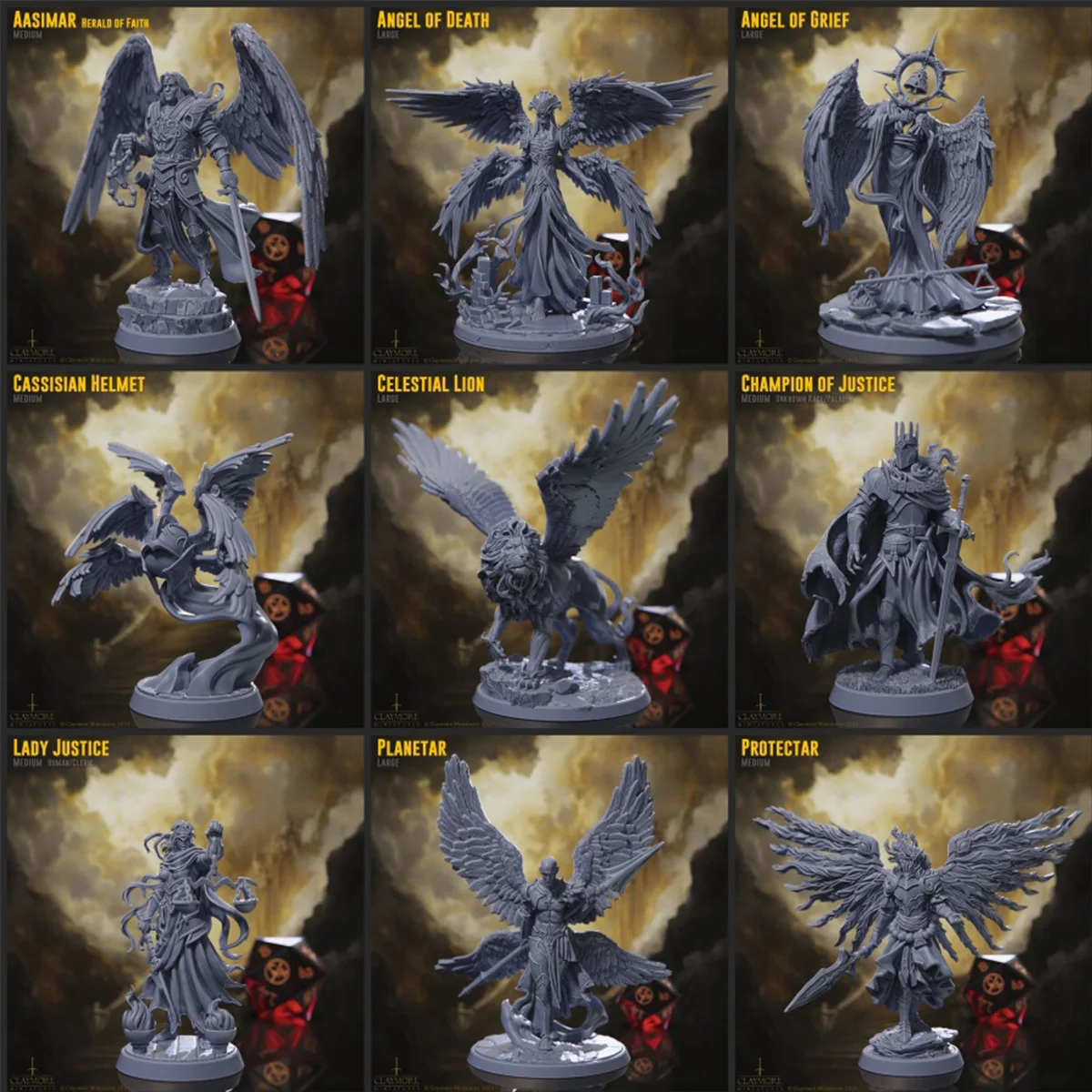 

Mini Board DND Game Battle Chess 3D Printing Soul Trial Grief Judgment Angel Of Death Purgatory Challenger DND War Chess Model