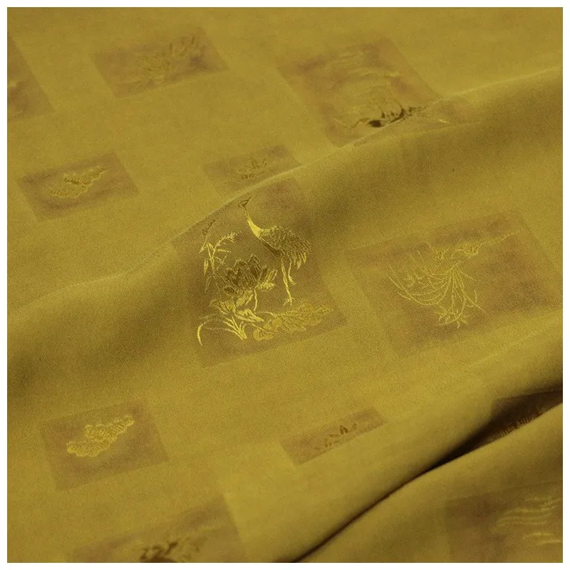 Chinese-style silk ramie jacquard satin and fragrant gauze fabric new cheongsam designer