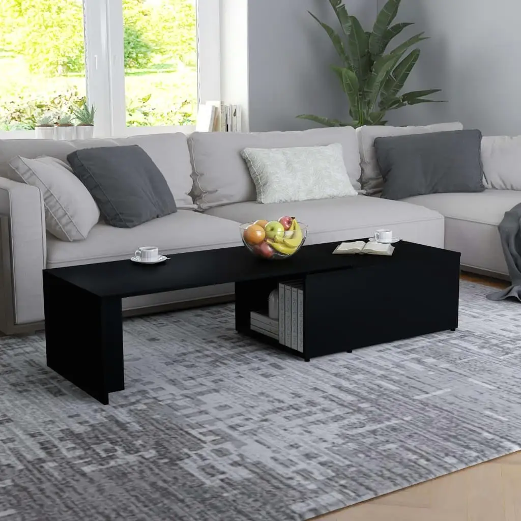 Modern Black Coffee Table 150x50x35 cm | Durable Engineered Wood Design for Living Room