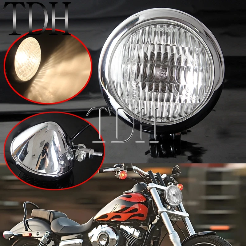 

4.5inch Motorcycle Headlight For Harley Sportster Cafe Racer Bobber Iron 883 Dyna Classic Custom Universal 10mm Mount Headlamp
