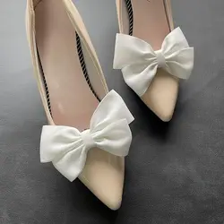 2pcs Shoes Bow Buckle White Bowknot Shoe Clip Bow Butterfly Shoe Straps Shoe Flower Accessories Shoes Decoration for Lady Women