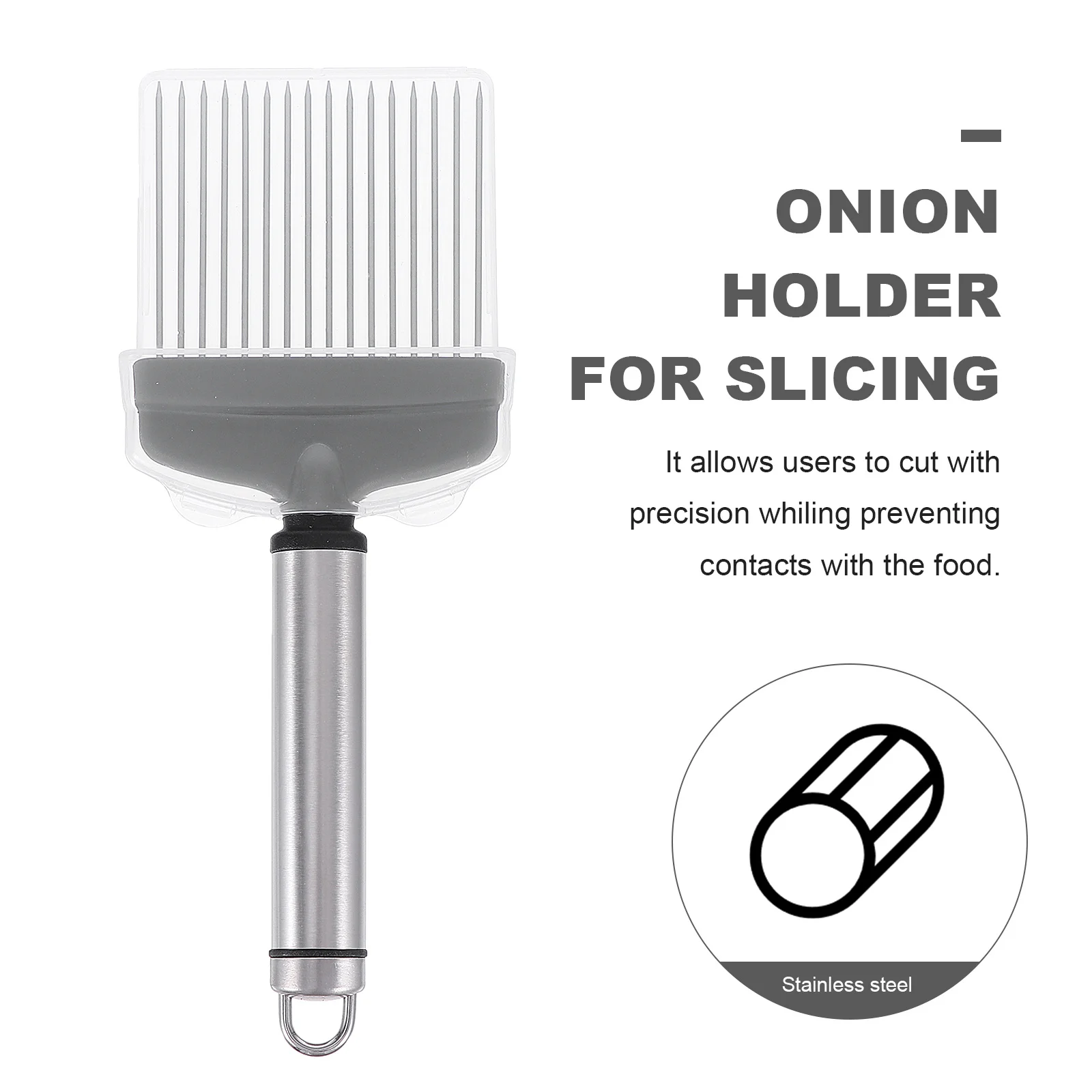 

1Pcs Stainless Steel Onion Holder Slicer Black Multifunctional Kitchen Tool Meat Tenderizer Vegetable Cutting Gadget