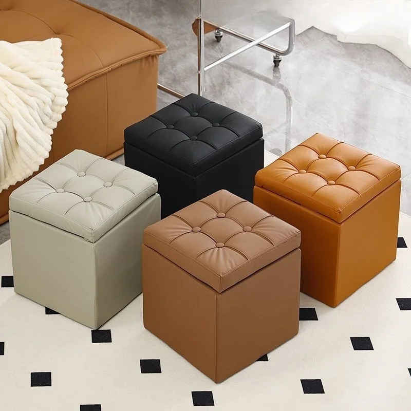 Storage Stool for Storage and Seating Bedroom Multi-functional for Home Use Sofa Stool Shoe Changing Stool Square Shape