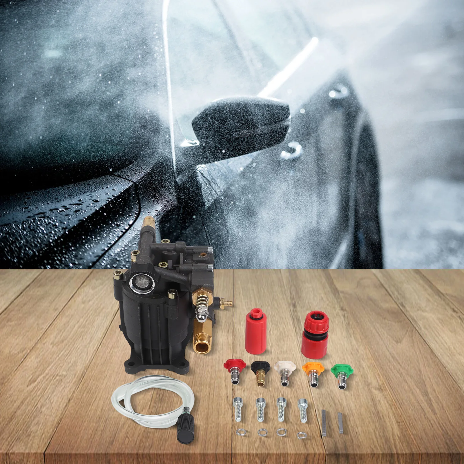 

Black Pressure Washer Pump Long Lasting Pressure Washer Pump Maintenance-Free Crankcase Quick Installation 200 Hours Lifespan