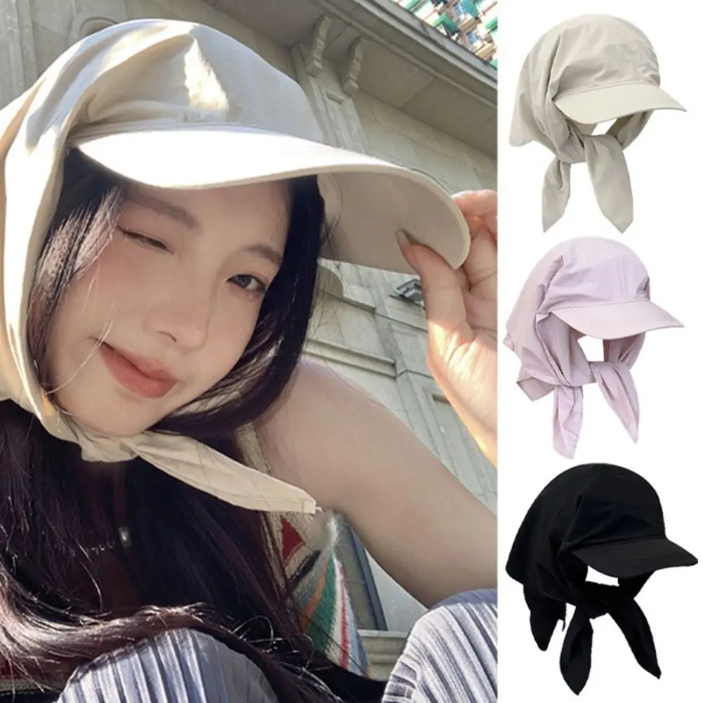 Solid Color Headscarf Baseball Cap Jennie Same Style Korean Style Sunscreen Beach Hats Sun Cap Sunscreen Hat Peaked Cap Outdoor