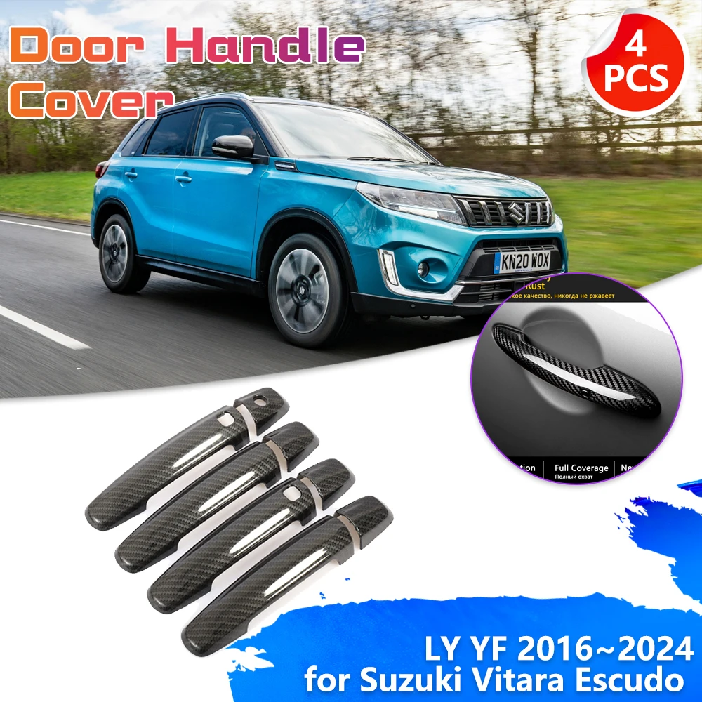 

Накладка на дверную ручку автомобиля для Suzuki Vitara Escudo Brezza LY YF 2016 ~ 2024 2017, хромированная отделка, аксессуары из углеродного волокна