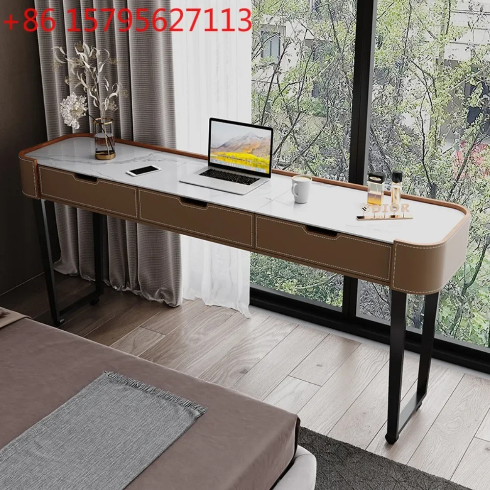 

Light Luxury Cross Bed Table Saddle Leather Mobile Desk Lazy
