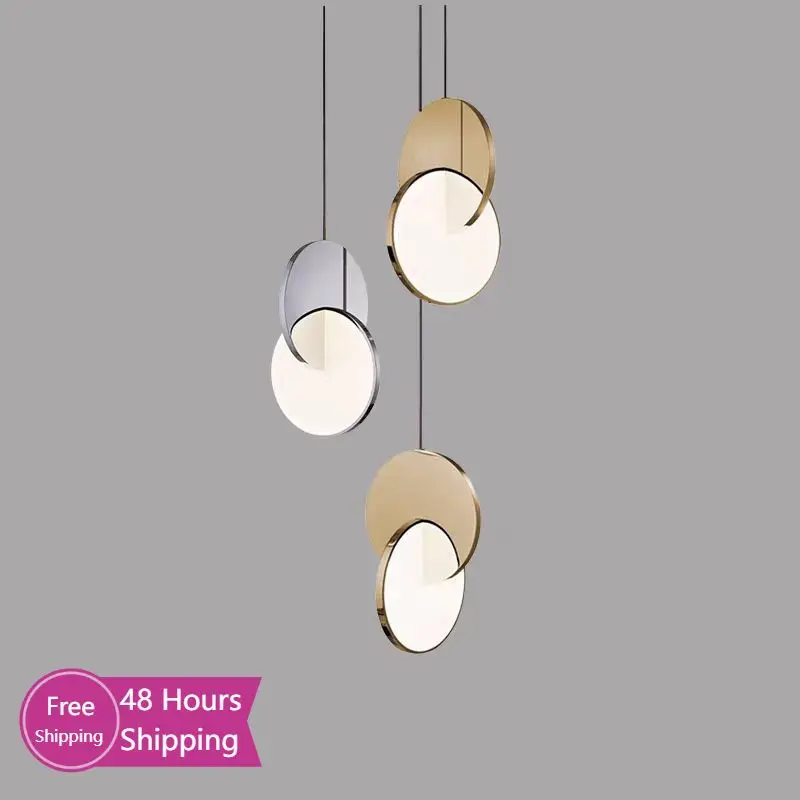 Mirror Pendant Lights for Bedroom Bedside Hanging Lamp Modern Led Ceiling Chandeliers Luxury Stainless Steel Modern Metal