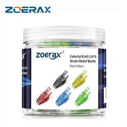 ZoeRax 100PCS RJ45 Strain Relief Boots for Standard CAT6 CAT5E Ethernet Connector Cable LAN Cable Plug Cover Mixed Color
