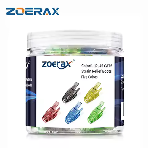 ZoeRax 100PCS 표준 CAT6 CAT5E 이더넷 커넥터 케이블 LAN 케이블 플러그 커버 용 RJ45 스트레인 릴리프 부츠 혼합 색상