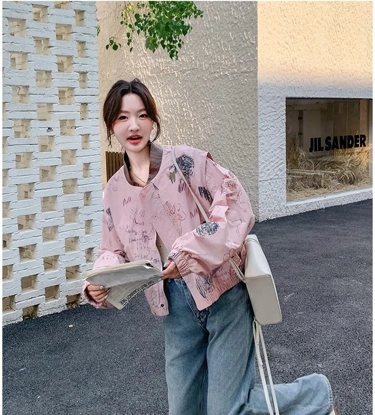 

Бейсбольные куртки с капюшоном, женские весенние застежки, простое тканое спортивное повседневное пальто с вышитым элементом, стандартный чистый контрастный цвет, OL