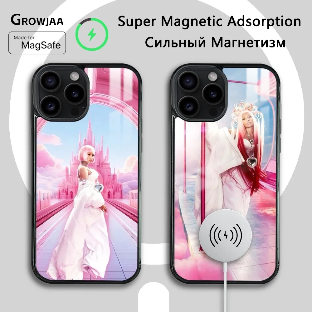 

N-Nicki M-Minaj Rapper Pink Friday 2 Phone Case For iPhone 15 14 13 12 11 Pro Max Plus Mini Mirror Wireless Magnetic Cover