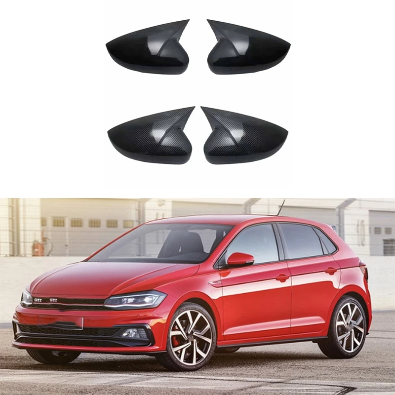 2X Car Gloss Black Rear View Mirror Cover For 09-17 VW Polo Mk5 6R 6C Rearview Mirror Housing Modification Replacement