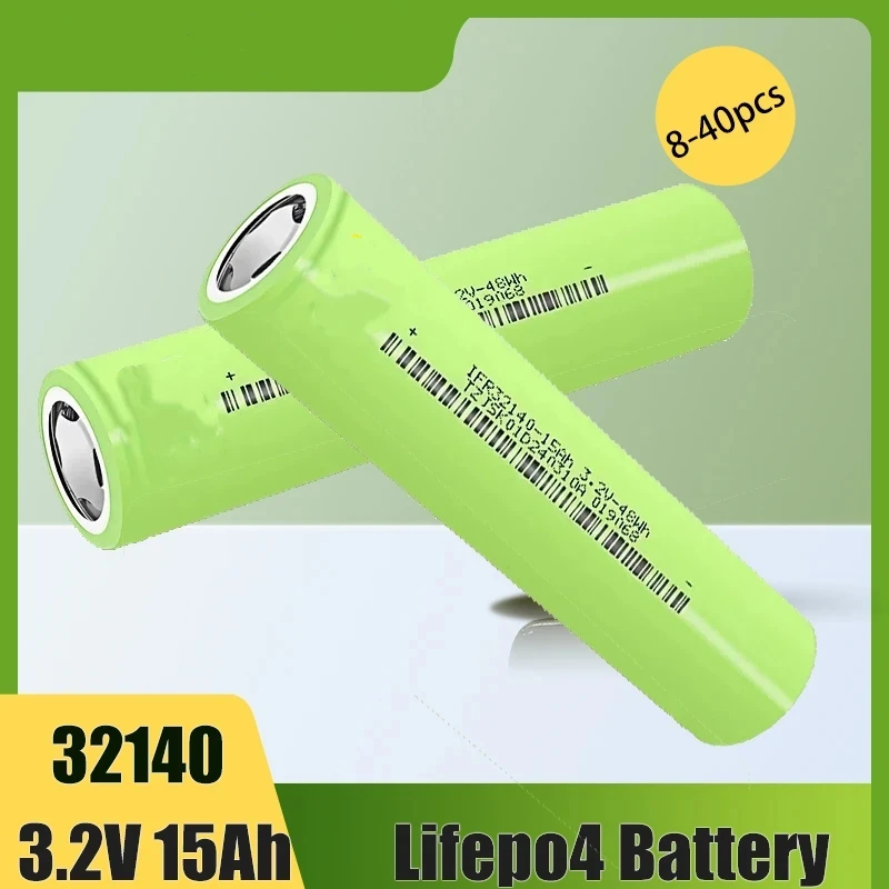 8-40pcs 32140 3.2V 15Ah Lifepo4 Rechargeable Battery 5C Discharge