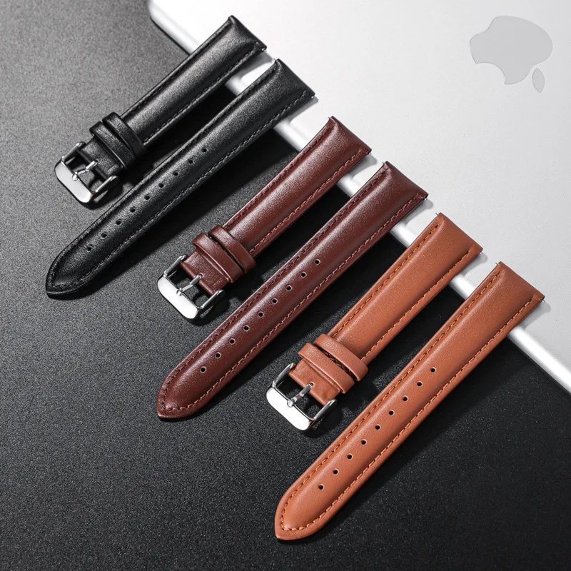 Quick-release Plain Weave Knit Thread Leather Strap Pin Buckle Strap 18mm 20mm 22mm