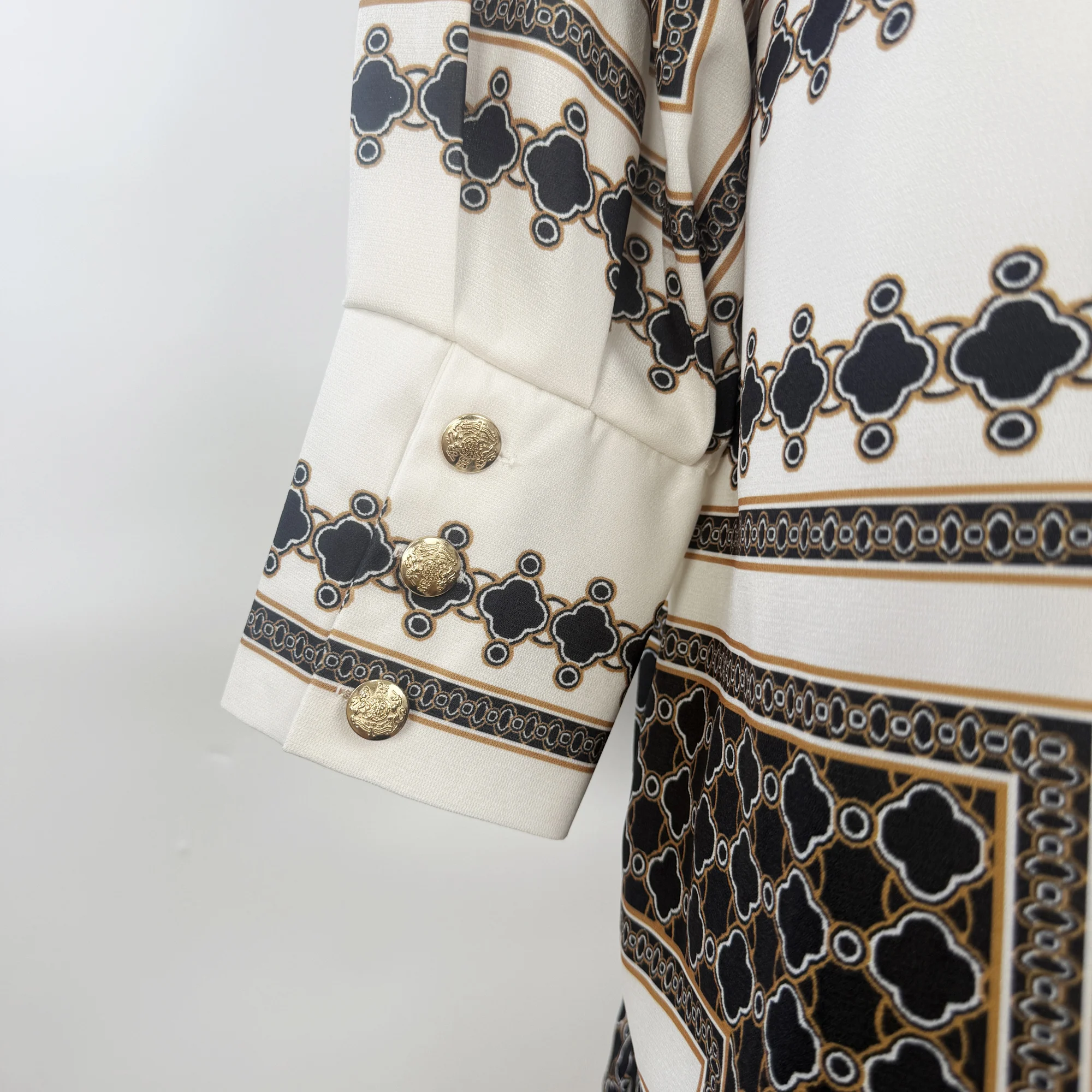  Bla Geometric Print Silk Scarf Dr irt Skirt High-End Autumn New Sle Printed Midi Dr with Lantern Sves