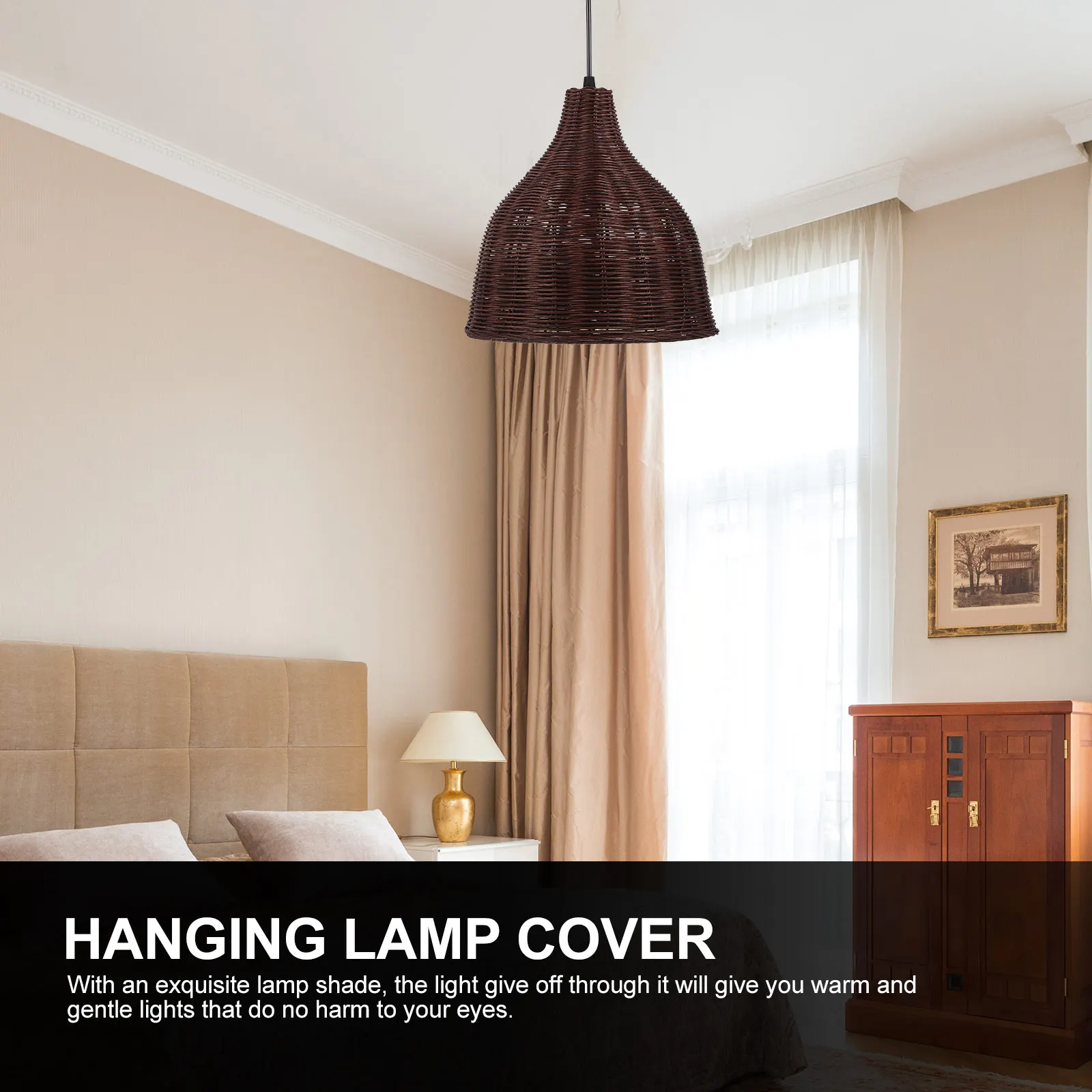 

Rattan Woven Lampshade Strong Not Easy to Break Ideal for Multiple Jobs Long Time Use Ceiling Lamp Lampshade Lamp Shade