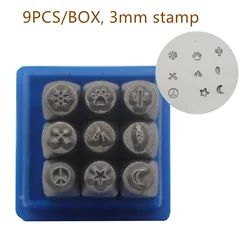 RCIDOS 3MM Snow/Foot/Cactus/Mountain Peace Star Moon Pattern Design Steel punch stamp,Metal Jewelry Design Stamps