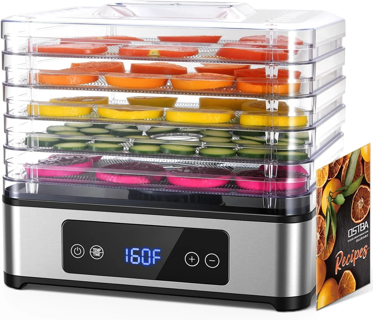 

5 Trays Food Dehydrator , 400W Powerful Drying, 48H Timer & 95–160°F Temp Control, Quiet Small Dryer for Jerky, Fruits, Herbs, Mushrooms