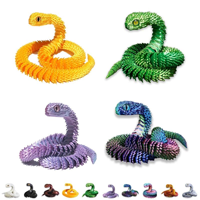 3D Printed Snake Movable Joint Simulation Snake Figurine Creative Home Office Desktop Ornament 2025 New Year Gifts Crafts Gift