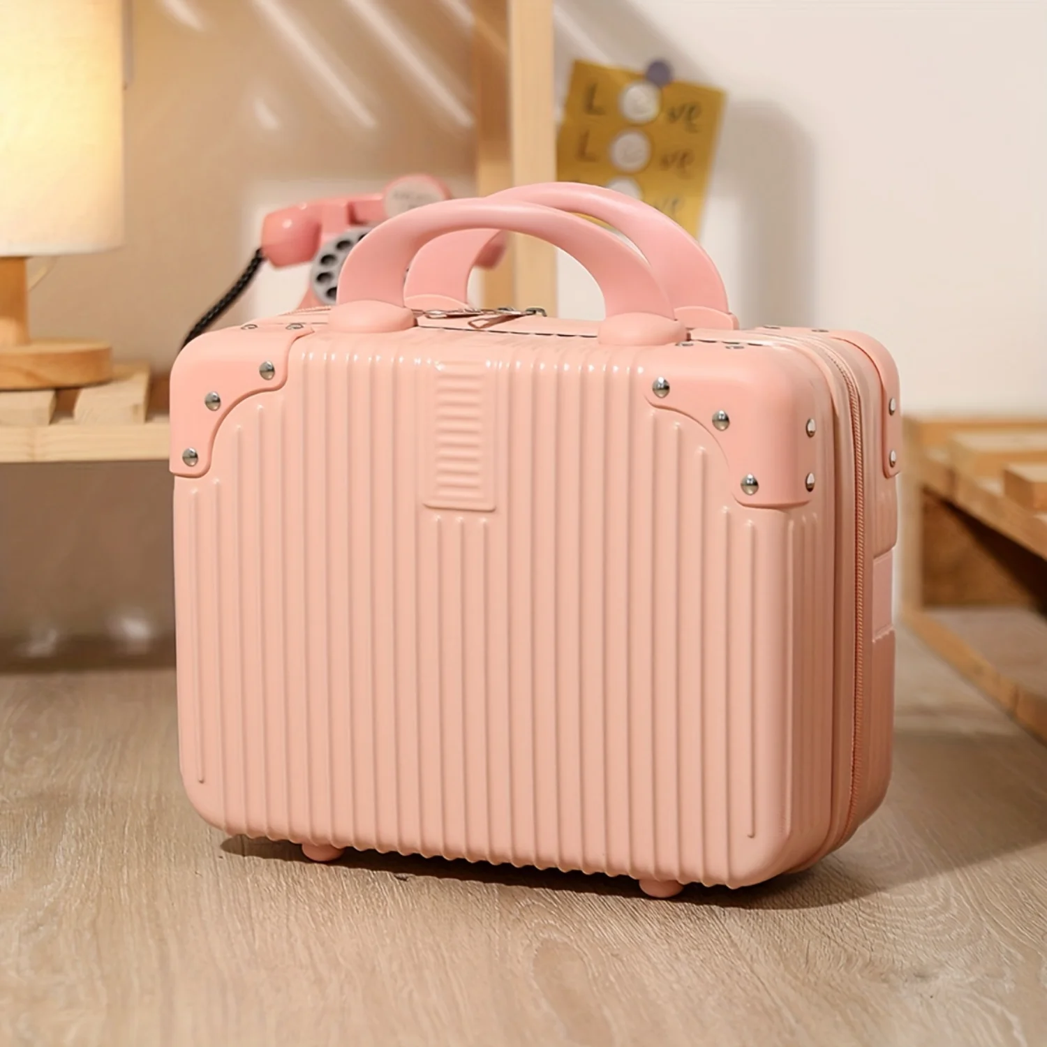 Trendy Striped Makeup Case With Handle Large Capacity Zipper Cosmetic Train Case Waterproof Travel Organizer For Makeup    And W