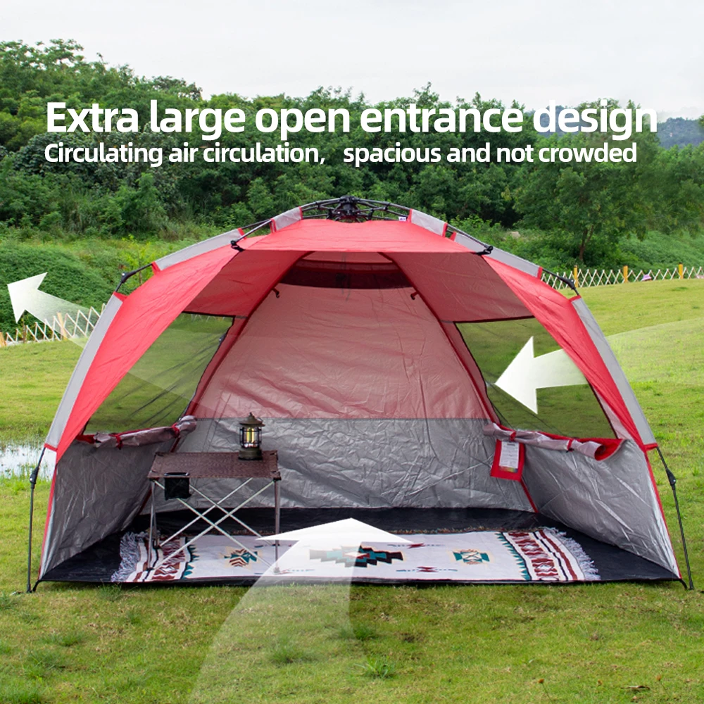 Outdoor 3-4P One-Touch Camping Tent Quick Automatic Opening Beach Fishing Tent Family Travel Picnic Park Anti-UV Shade