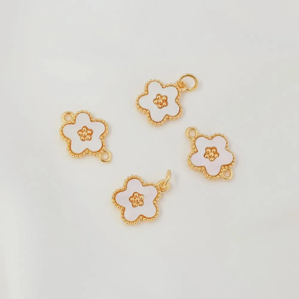 

Позолоченный 14-каратный кулон с персиковым цветком, браслет ручной работы, ожерелье с двойными висячими пятилистными цветами