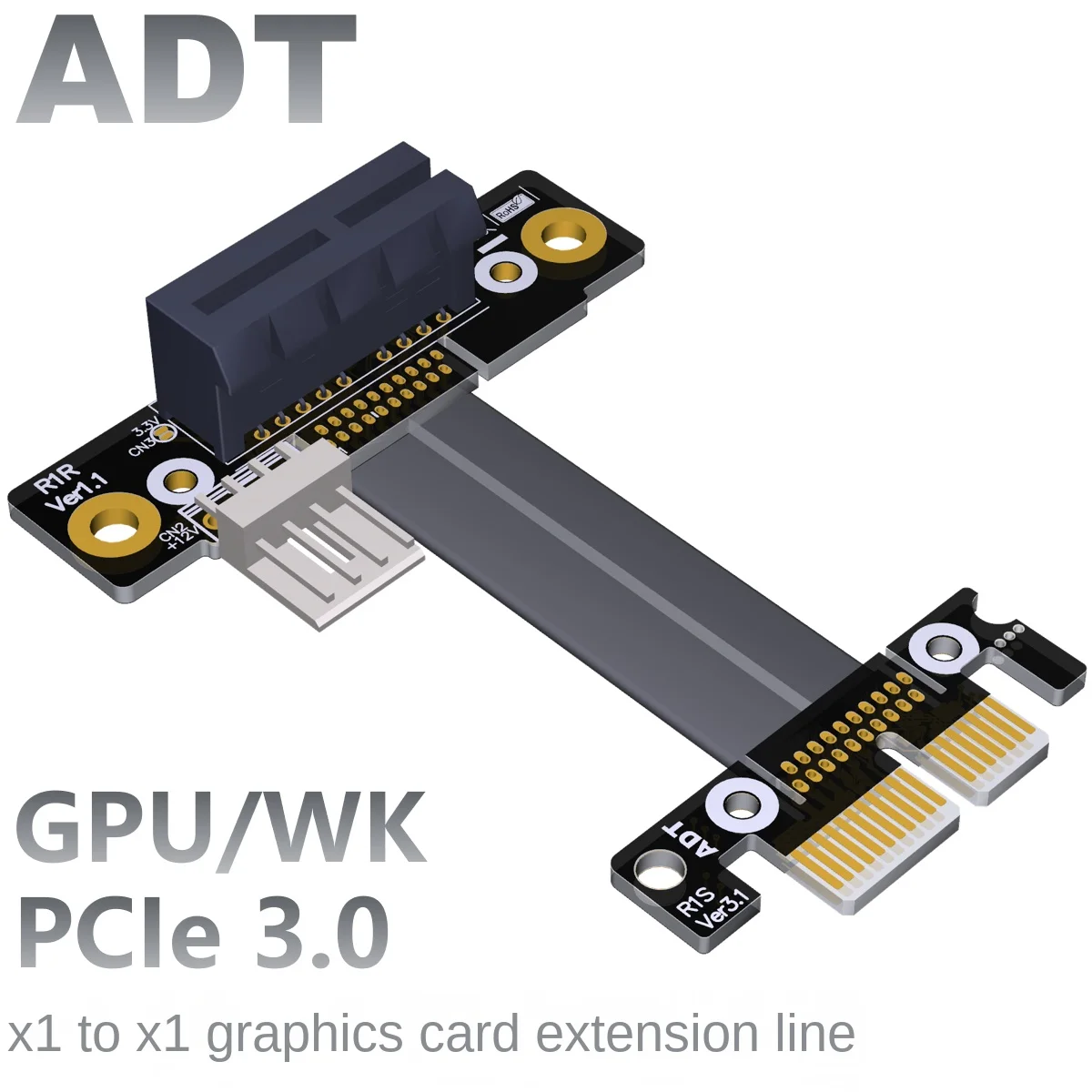 

Graphics card extension cable PCIE x1 to x1 PCIe 3.0 full speed slot to 90 degrees