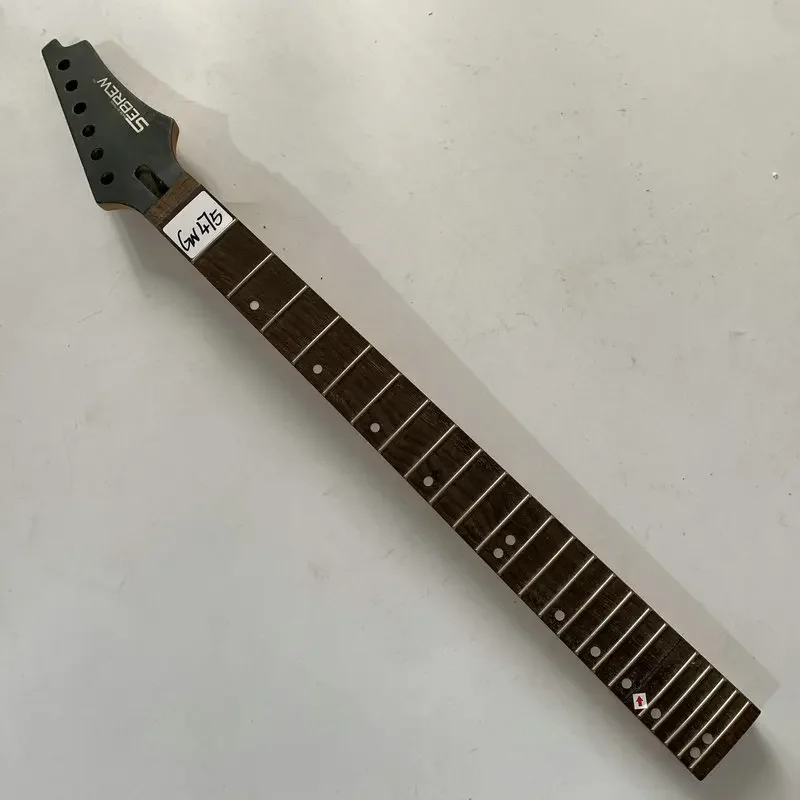 GN475 Floyd Rose Electric Guitar Genuine Sebrew Unfinished Guitar Neck Surface Damaged,Cracks and Scratches 1 Frets Missed