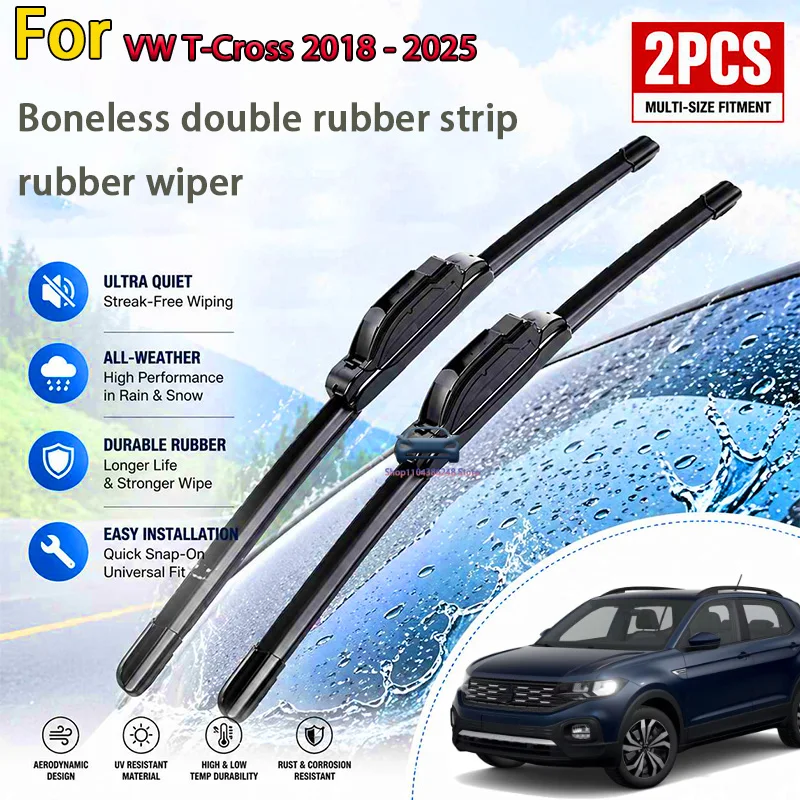 

Front Wiper Blades Set For VW T-Cross 2018 - 2025 Windshield Windscreen Window Brushes 24"+18" Modification Parts