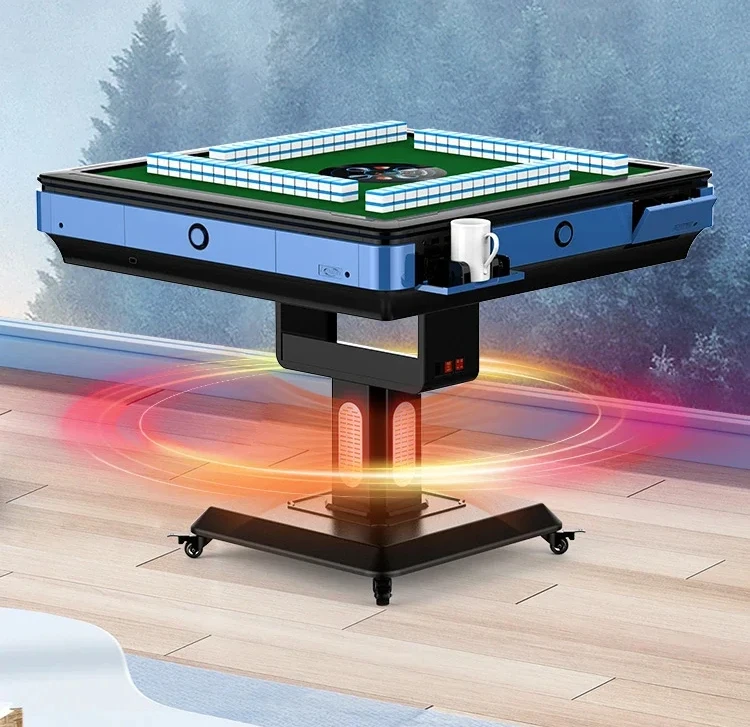 Electric folding mahjong machine, ful automatic dining table, all-in-one dual-purpose mahjong table, silent four-mouth heating