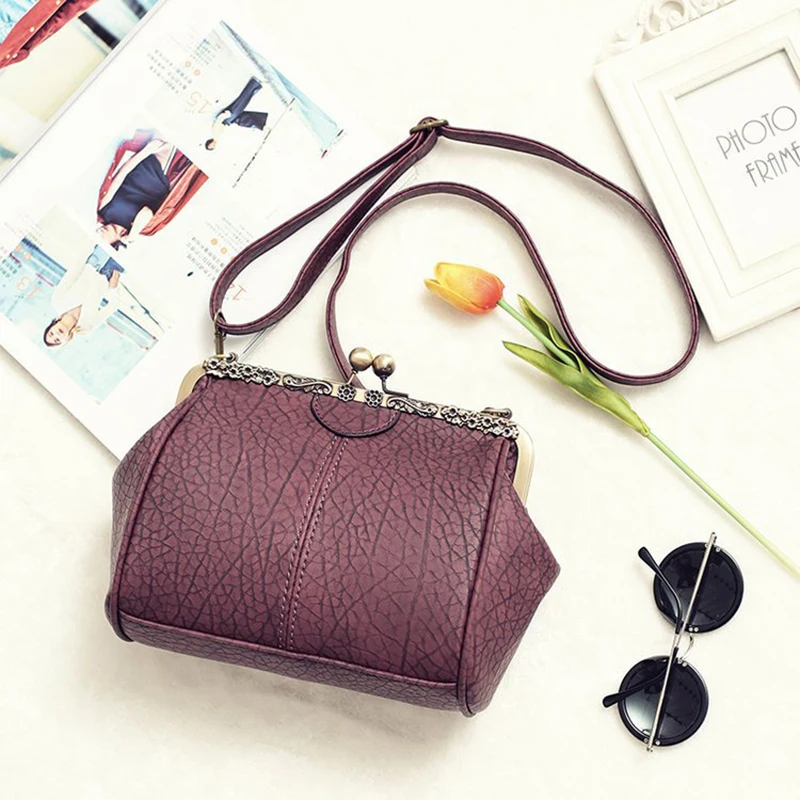 Retro Matte Leather Crossbody Bag For Women Clip Shoulder Bag Solid Color Handbag Female Luxury Design Lady Pillow Messenger Bag