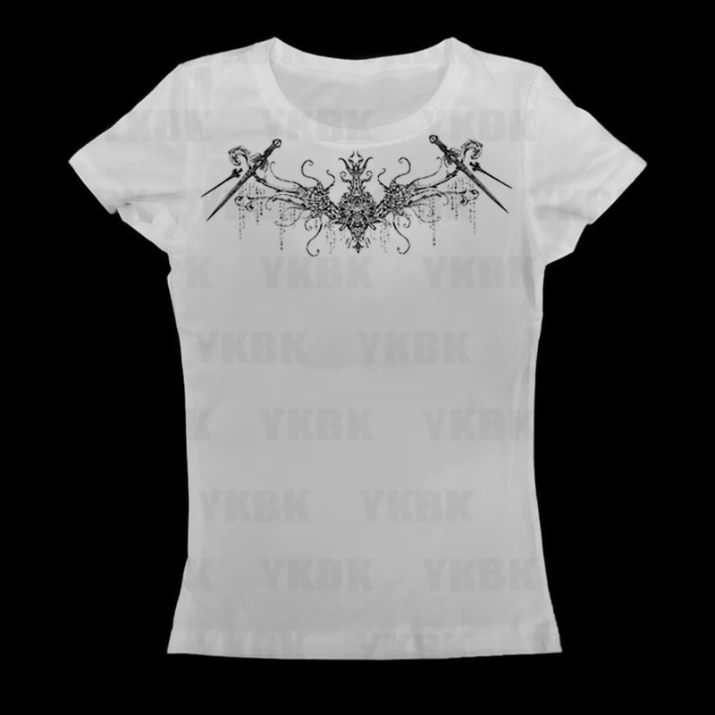 Kawaii Mädchen Kurzarm Print Anime Tees Y2k Stil Mode Tops Streetwear Frauen Harajuku Retro 90er Jahre Emo Casual Punk baby Gothic