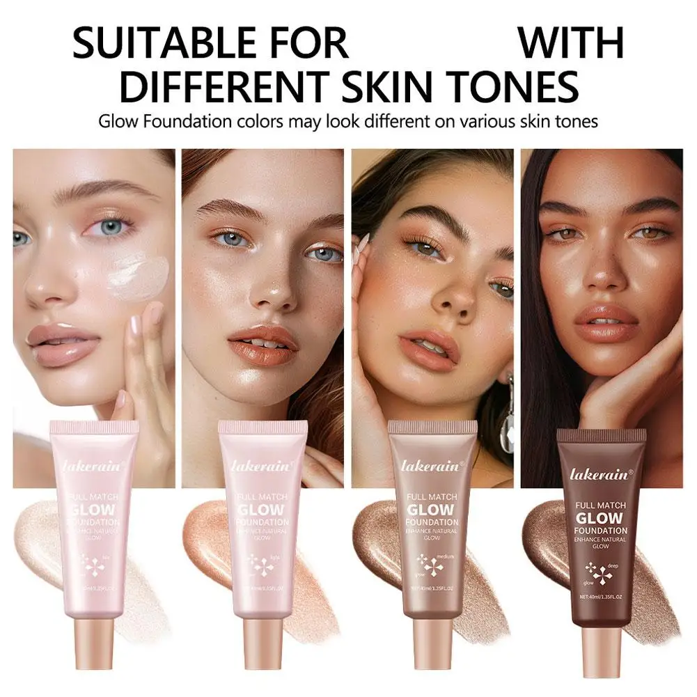 Base líquida brillante de 40ml, acabado naturalmente radiante, reparación de maquillaje duradero, brillo, Control de aceite, base líquida hidratante