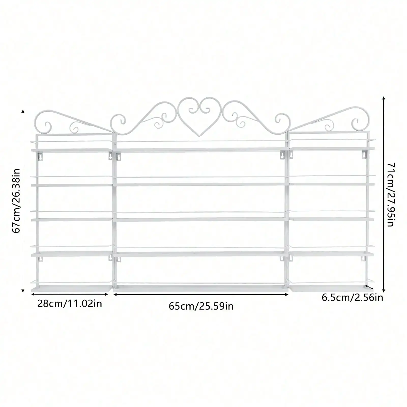 

5 Tiers Wall-Mounted Nail Polish Storage Racks Metal Nail Polish Holder Cosmetic Display Case For Home Spa Nail Salon Shop