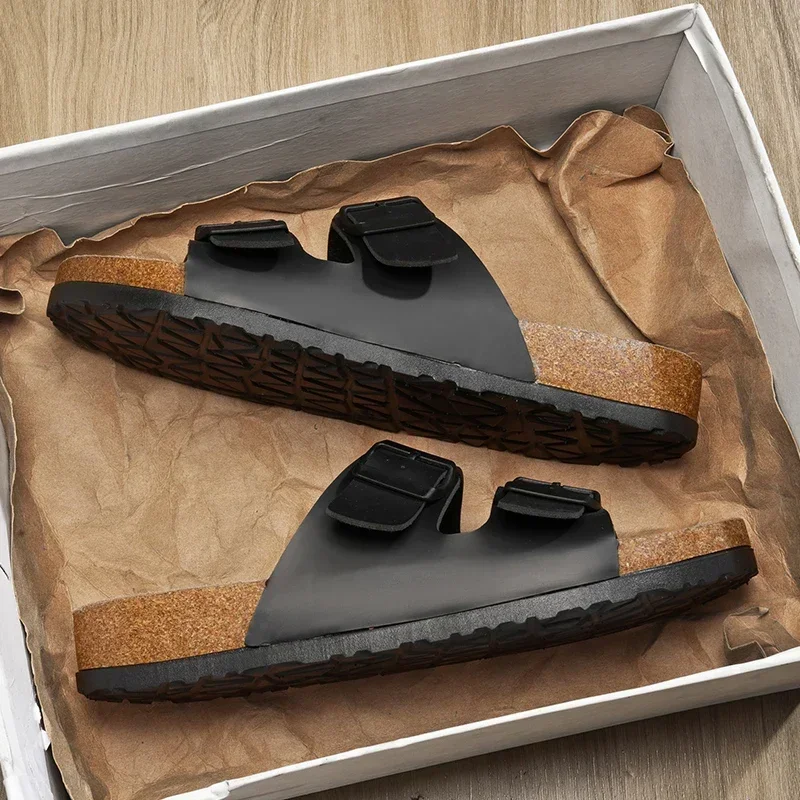 نعال جلدية متعرجة للأزواج ، نعال عتيقة للرجال والنساء ، صنادل شاطئية غير رسمية ، موضة جديدة ، صنادل صيفية ، #3